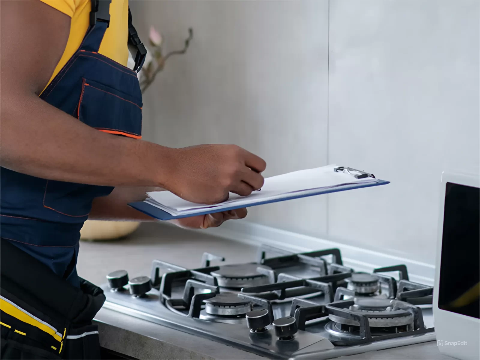 A Technician Doing Checklist on the Common Gas Range Problems